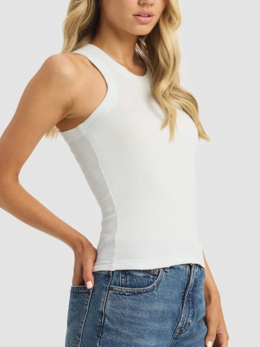 Cozy Earth Fine Ribbed Tank in Vapor Sz M